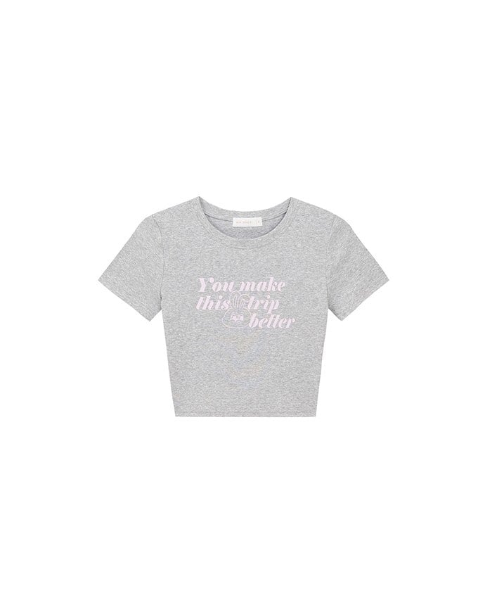 【Lyra & Toby】Embroidery Graphic Slogan Cropped Tee