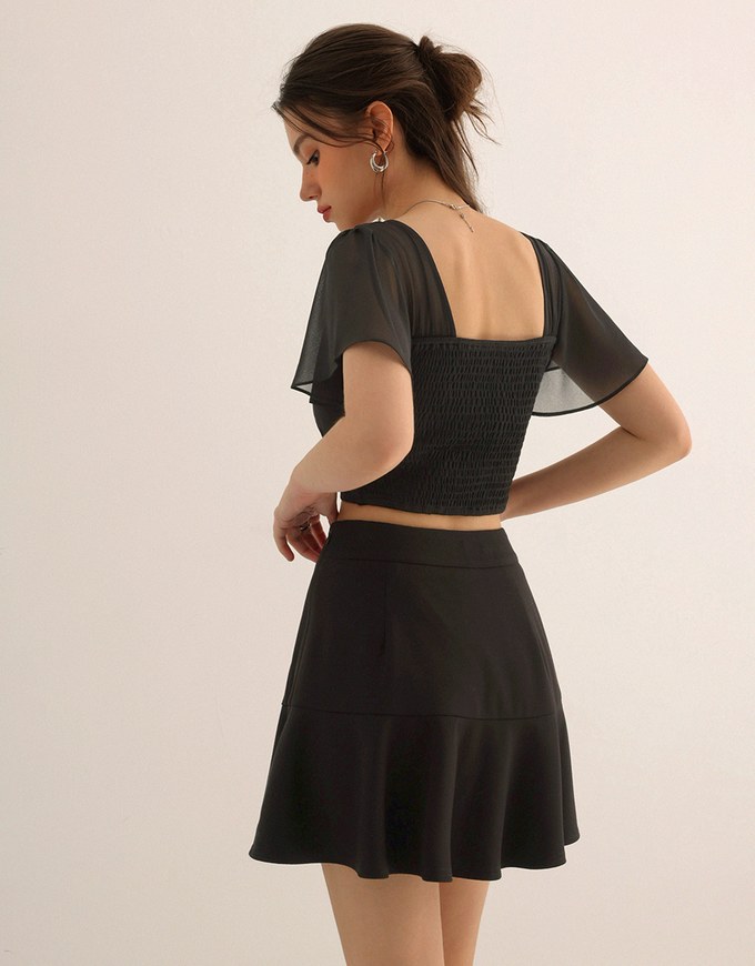 Chic High Waisted Flare Hem A Line Mini Skirt