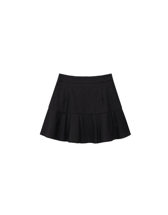 Chic High Waisted Flare Hem A Line Mini Skirt