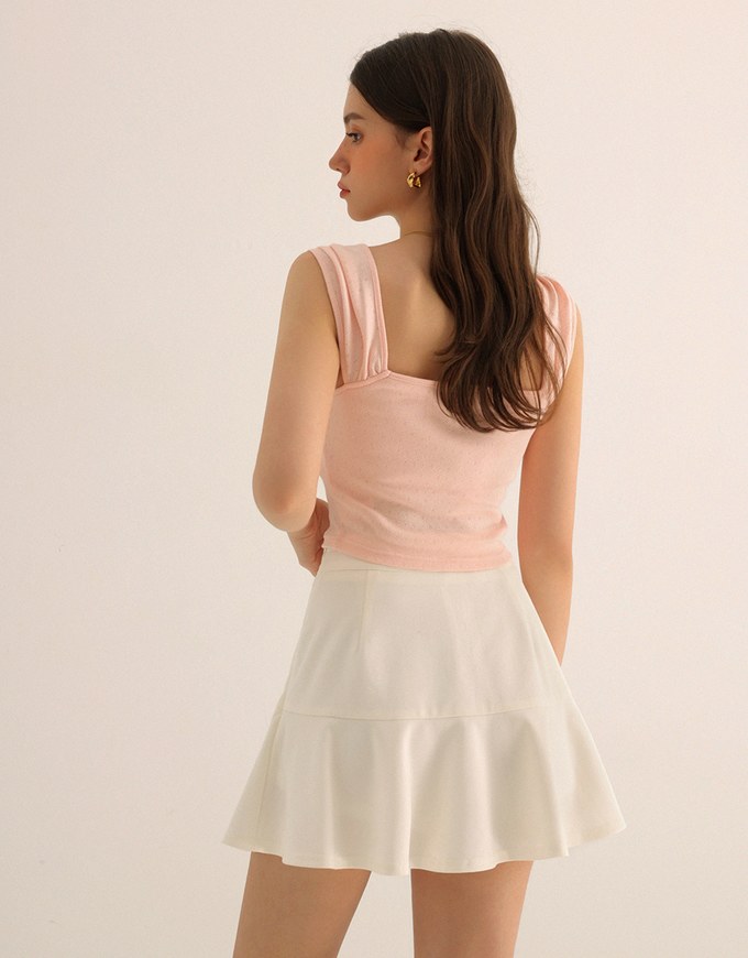 Chic High Waisted Flare Hem A Line Mini Skirt