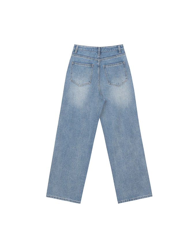 Extreme Distressed Straight Leg Jeans Denim Pants