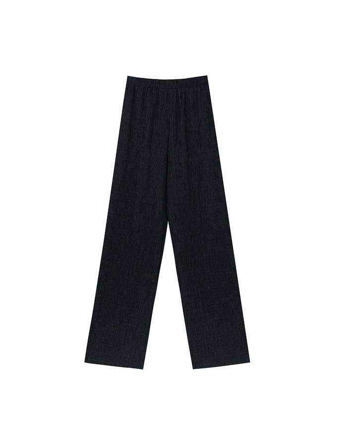 Elastic Waist Crinkled Texture Wide Leg Pants