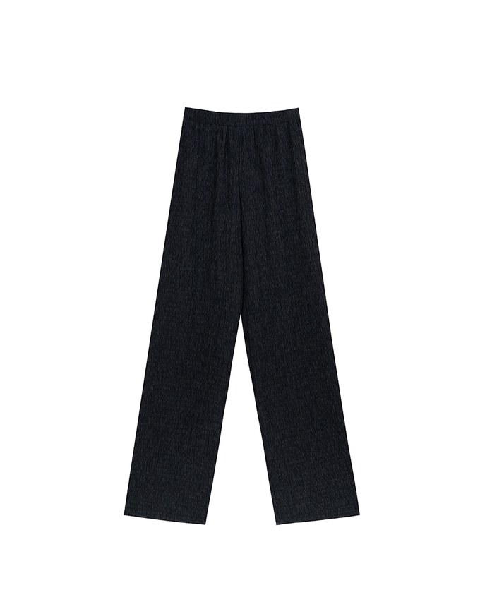 Elastic Waist Crinkled Texture Wide Leg Pants