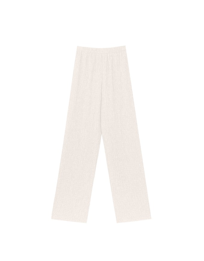 Elastic Waist Crinkled Texture Wide Leg Pants