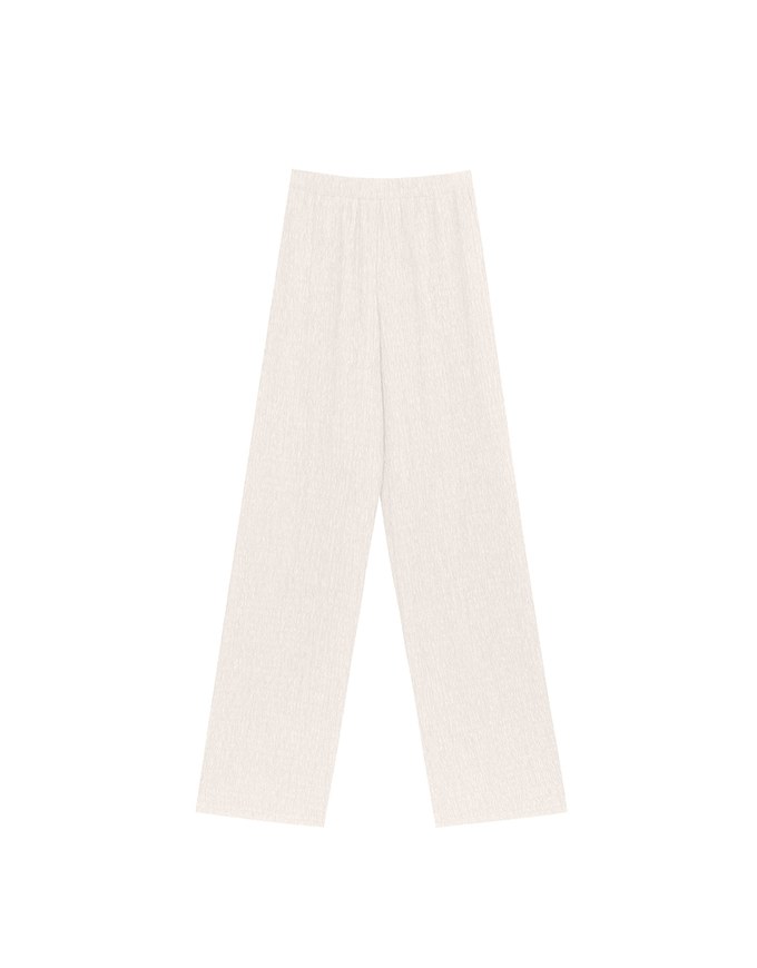 Elastic Waist Crinkled Texture Wide Leg Pants