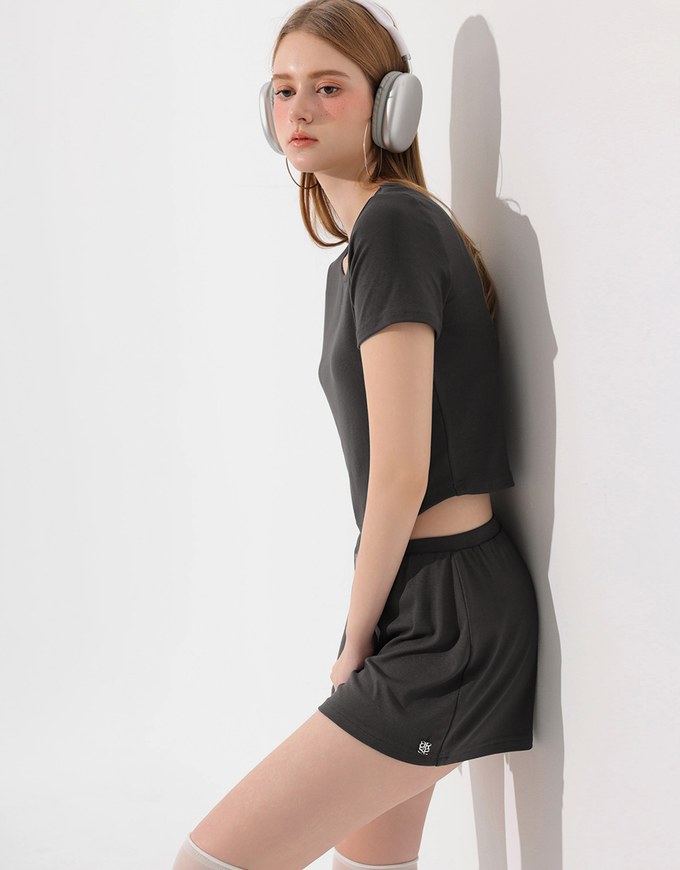 Logo Embroidered Basic Casual Shorts