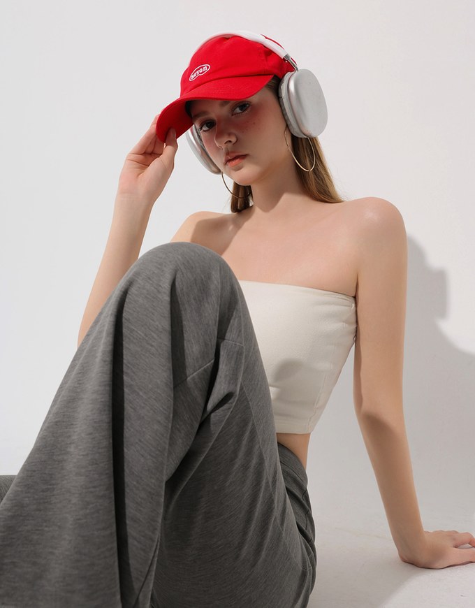 High Waist Drawstring Waist Stretch Knit Flared Sweatpants
