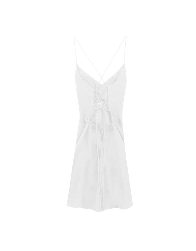 Cooling Fabric Lighweight Crisscross Backless Strappy Padded Mini Dress