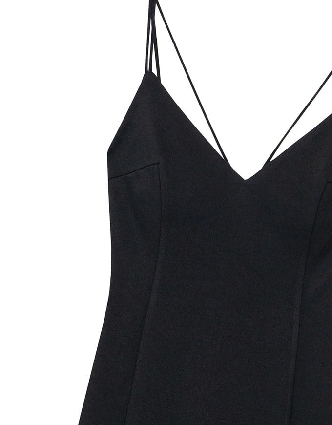 【GUT GUT Design】 Deep V Double Strap Cross Back Slit Padded Maxi Dress