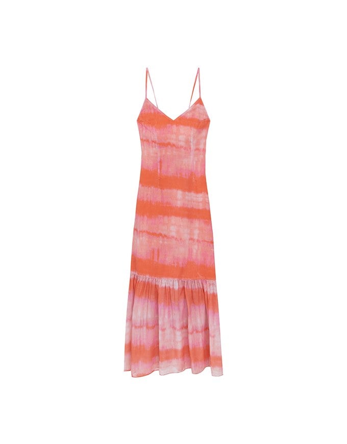 V Neck Tie Dye Spaghetti Strap Padded Maxi Dress