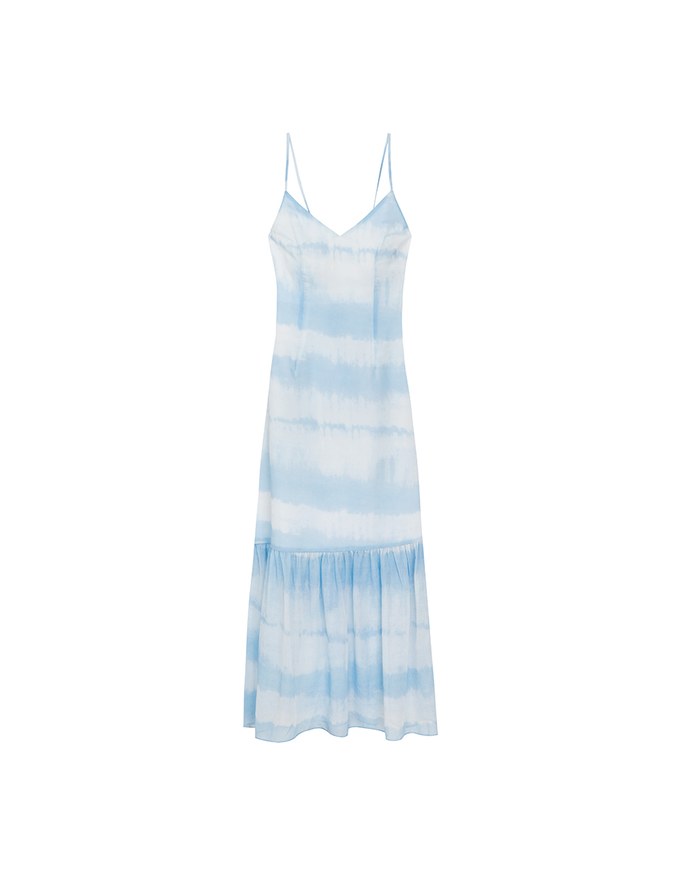 V Neck Tie Dye Spaghetti Strap Padded Maxi Dress