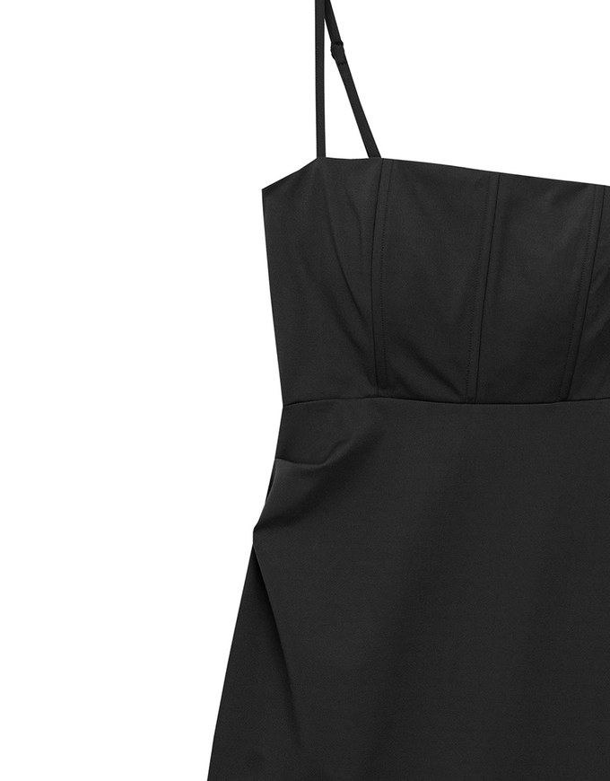 AIRY HOURGLASS Fitted Square Neck Padded Maxi Dress with Back Slit and Adjustable Straps