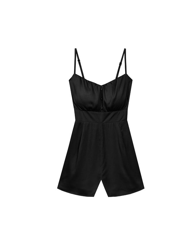 V Neck Open Back Tie Strap Padded Jumpsuit