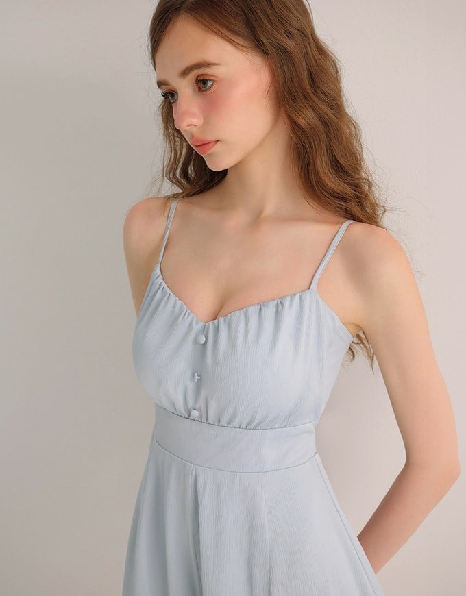 V Neck Open Back Tie Strap Padded Jumpsuit
