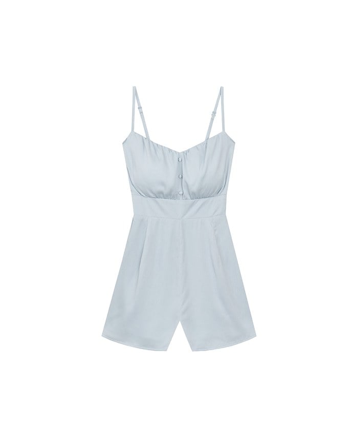 V Neck Open Back Tie Strap Padded Jumpsuit