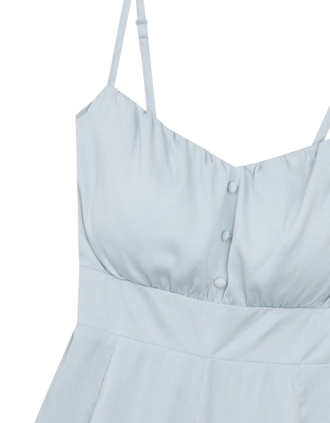 V Neck Open Back Tie Strap Padded Jumpsuit