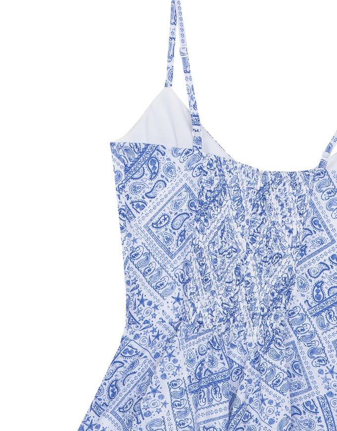 Ocean Inspired Paisley Print Spaghetti Strap Cami Padded Jumpsuit