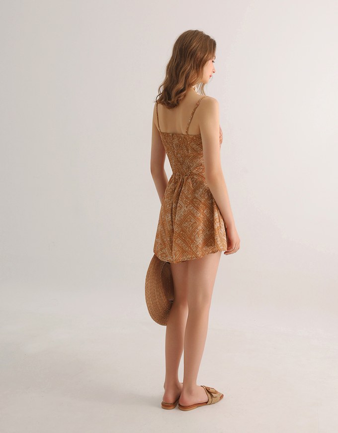 Ocean Inspired Paisley Print Spaghetti Strap Cami Padded Jumpsuit