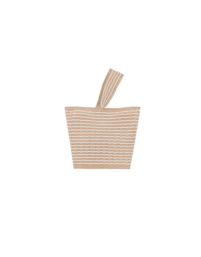 One Shoulder Asymmetrical Wavy Knit Padded Crop Top with Twist Front Detail
