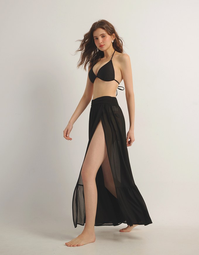 Flowy Sheer Bikini Cover Up Skirt with Stretch Waistband