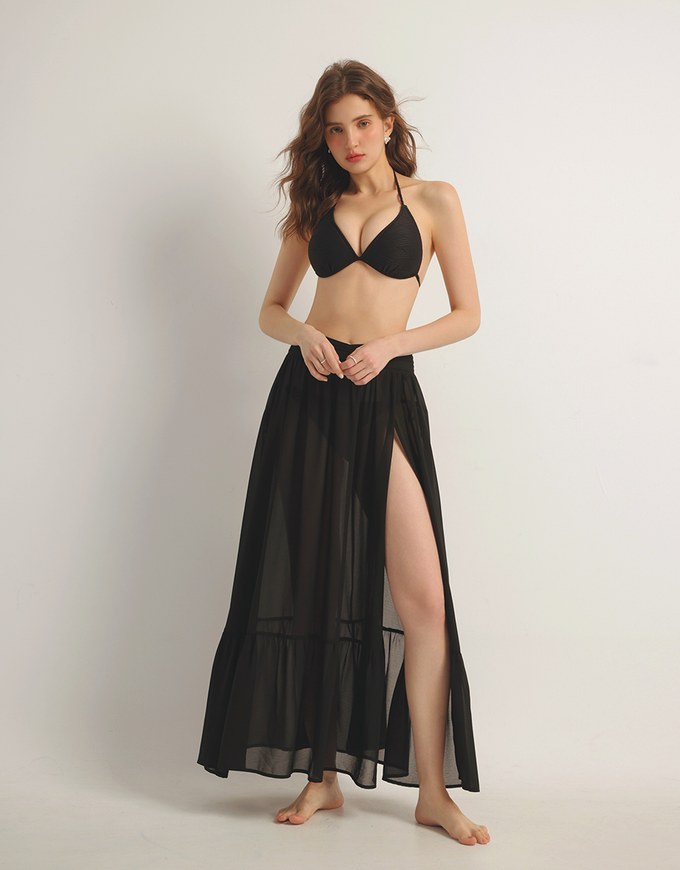 Flowy Sheer Bikini Cover Up Skirt with Stretch Waistband