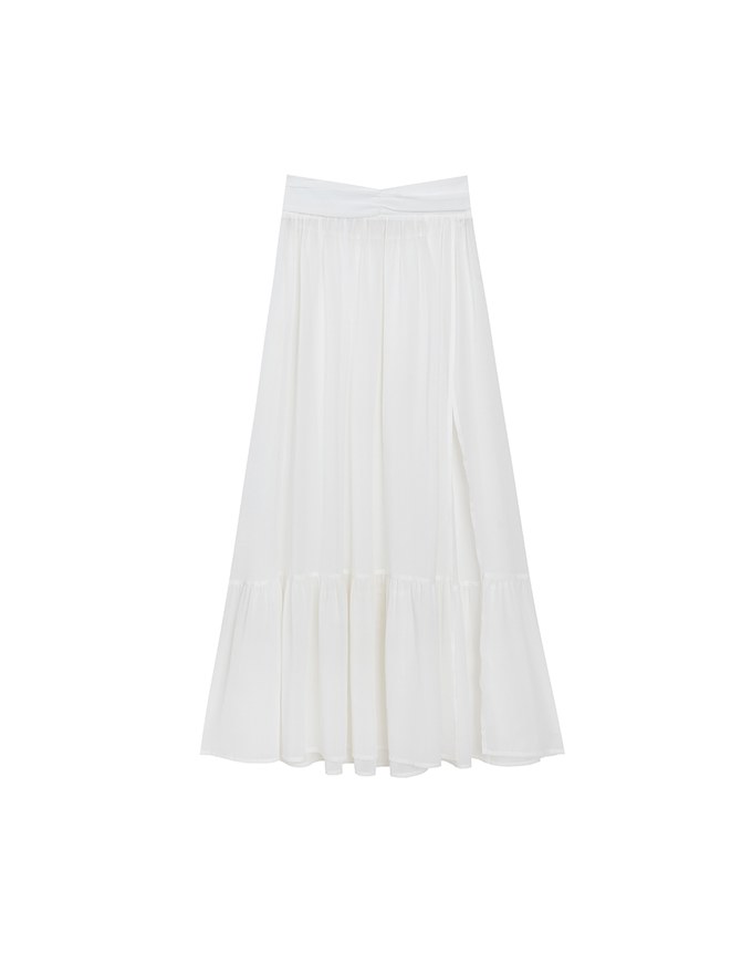 Flowy Sheer Bikini Cover Up Skirt with Stretch Waistband