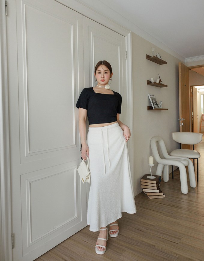 Classic Square Neck Ribbed Crop Top