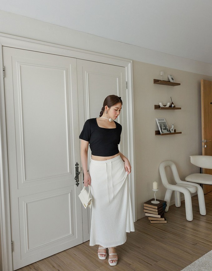 Classic Square Neck Ribbed Crop Top