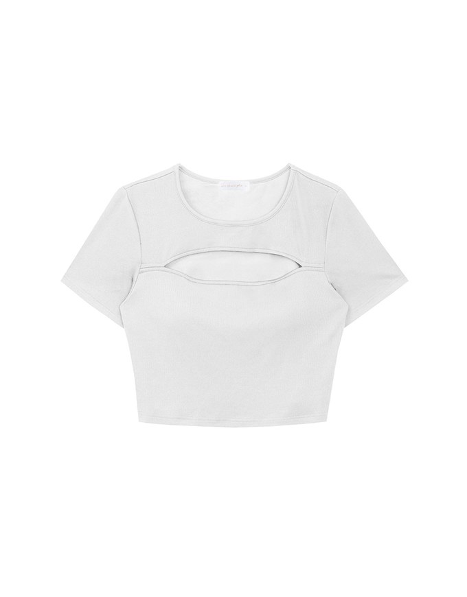 Front Cut Out Detail Fitted Knit Padded Top