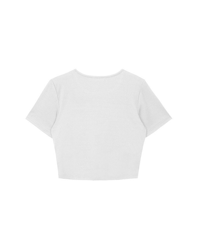 Front Cut Out Detail Fitted Knit Padded Top