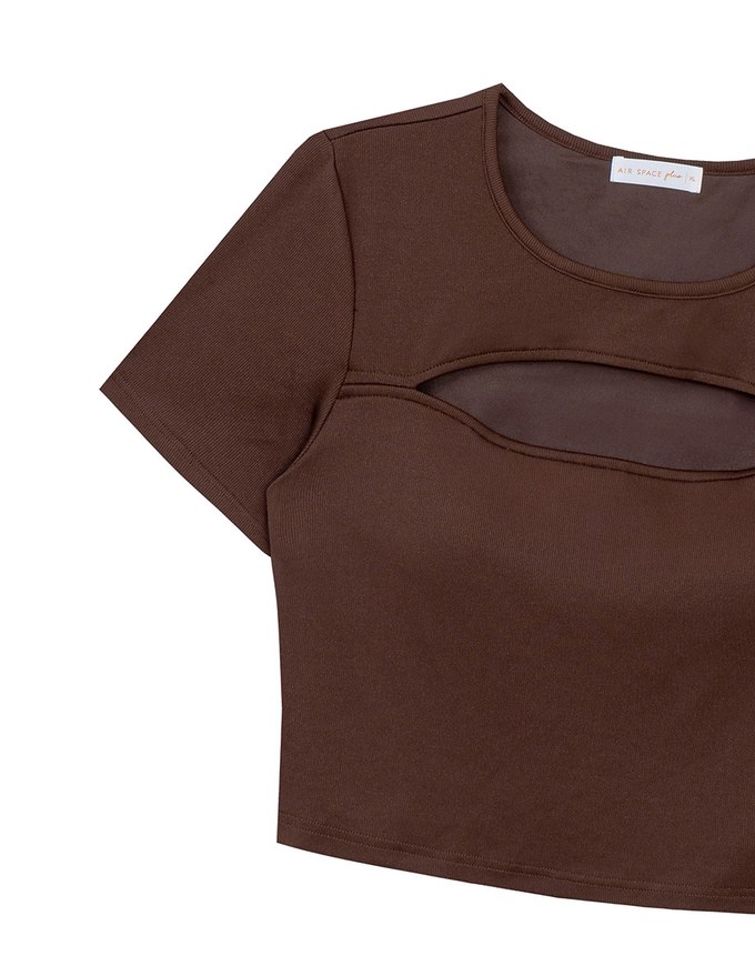 Front Cut Out Detail Fitted Knit Padded Top