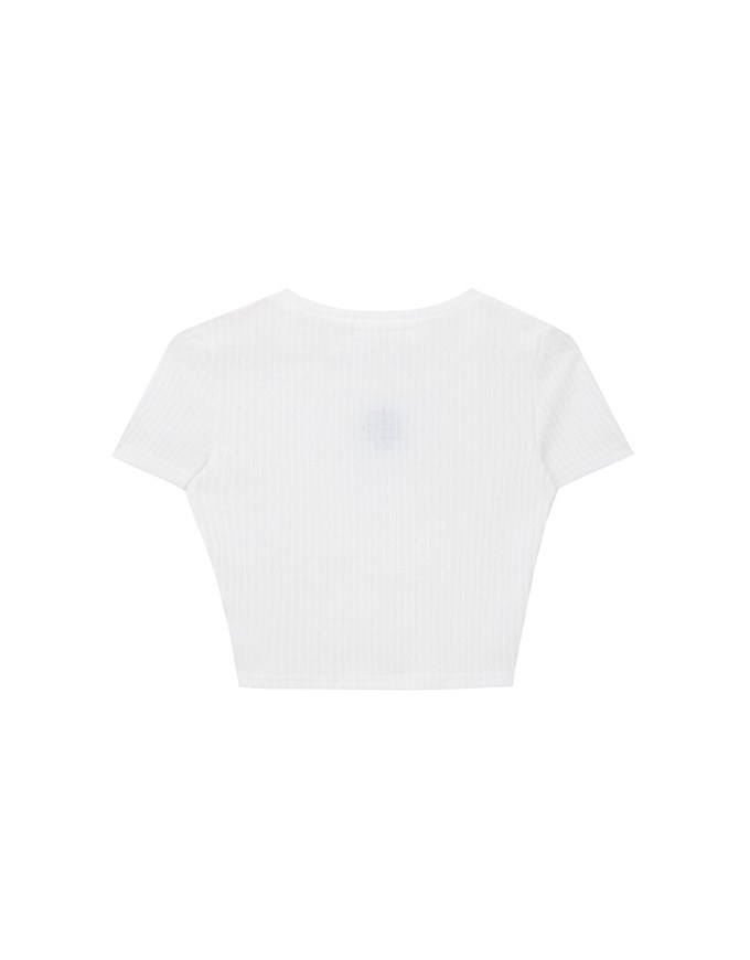 AIR SPACE Logo Embroidered Ribbed Knit Fitted Top