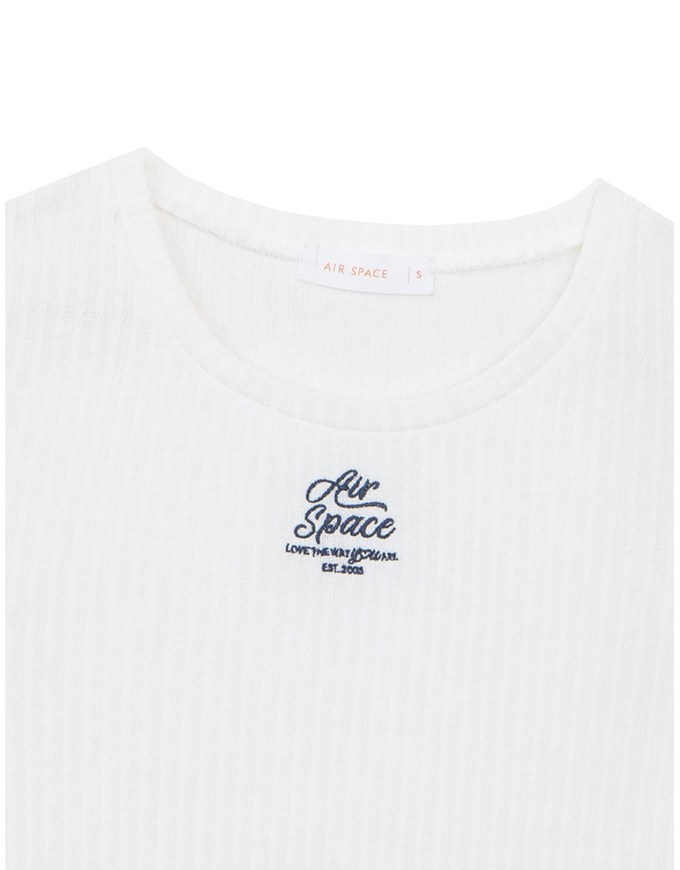 AIR SPACE Logo Embroidered Ribbed Knit Fitted Top