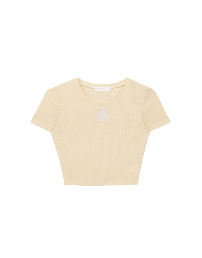 AIR SPACE Logo Embroidered Ribbed Knit Fitted Top