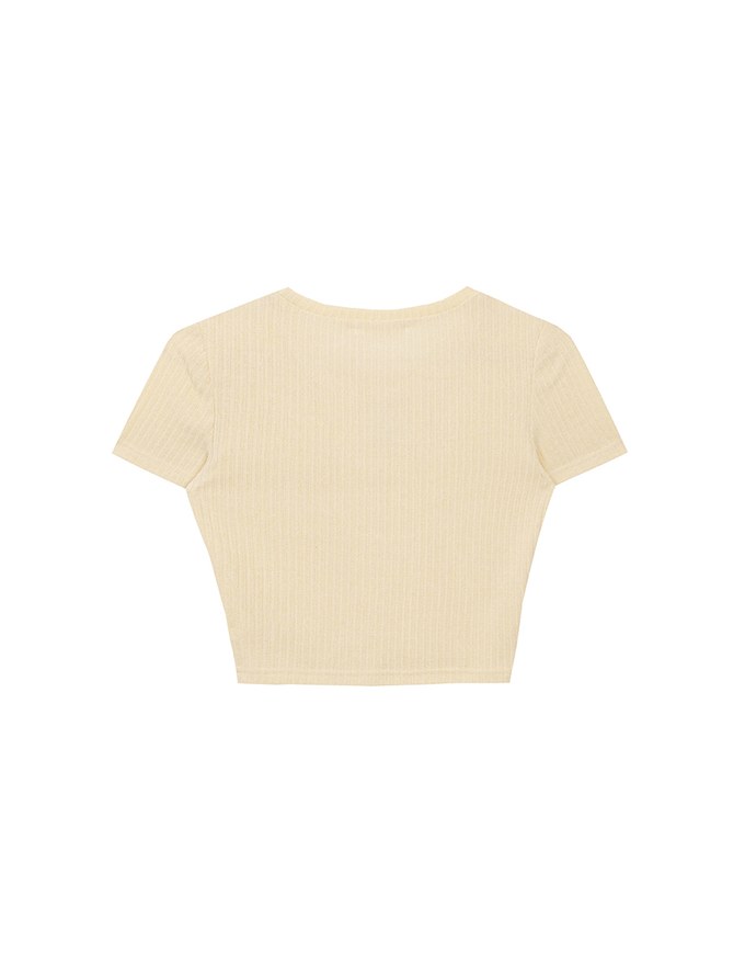 AIR SPACE Logo Embroidered Ribbed Knit Fitted Top