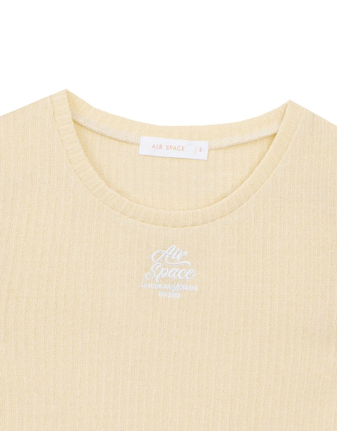 AIR SPACE Logo Embroidered Ribbed Knit Fitted Top