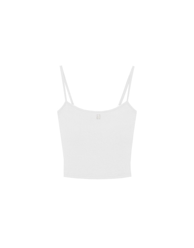 AIR SPACE Logo Embroidered Ribbed Spaghetti Strap Cami Padded Top