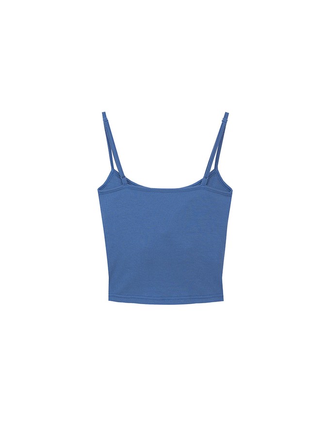AIR SPACE Logo Embroidered Ribbed Spaghetti Strap Cami Padded Top
