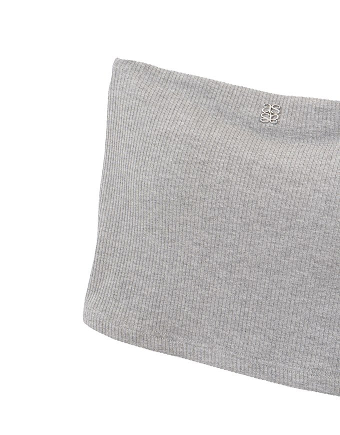 Air Space Logo Embroidered Ribbed Cropped Padded Tube Top