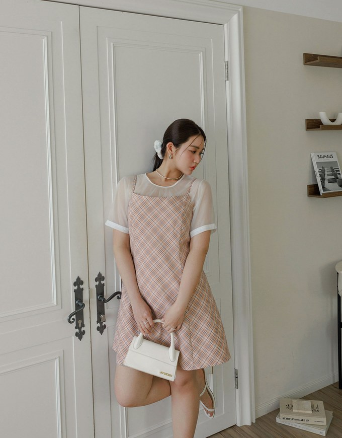 Puff Sleeve Transparent Mesh Top with Elegant Ribbon Back Design
