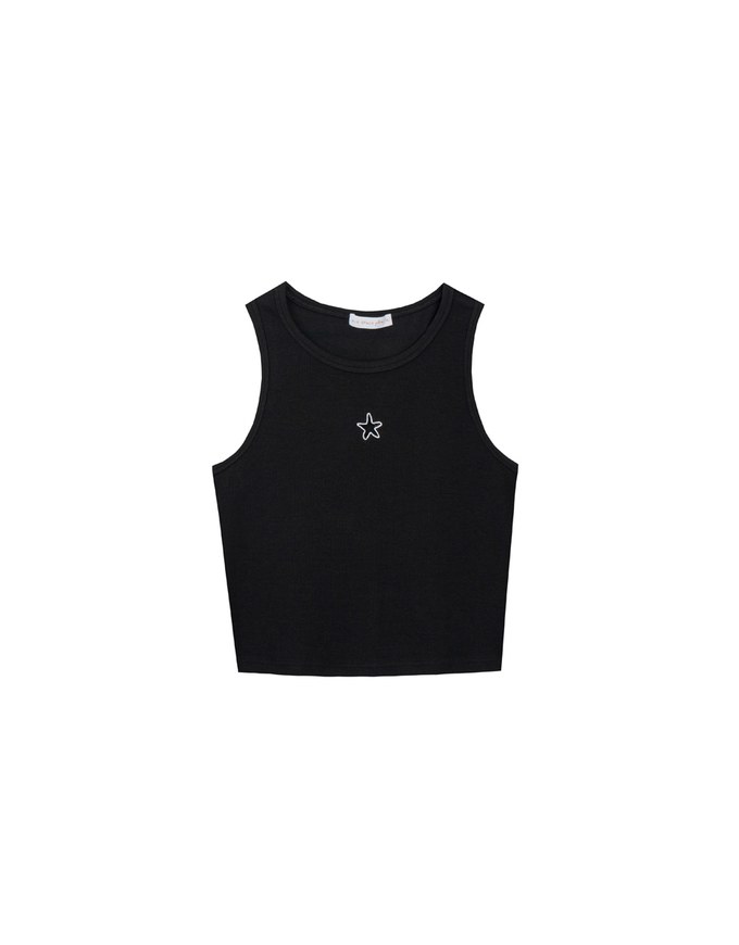 Star Shape Cut Out Ribbed Cropped Tank Top