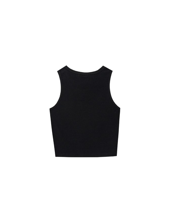 Star Shape Cut Out Ribbed Cropped Tank Top