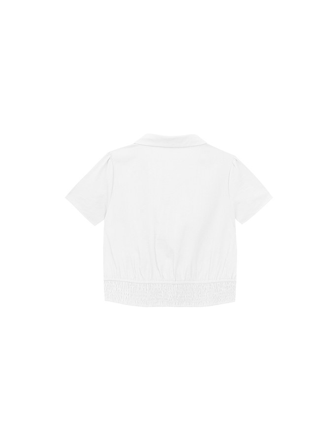 Ruched Waistband Puff Sleeve Shirt