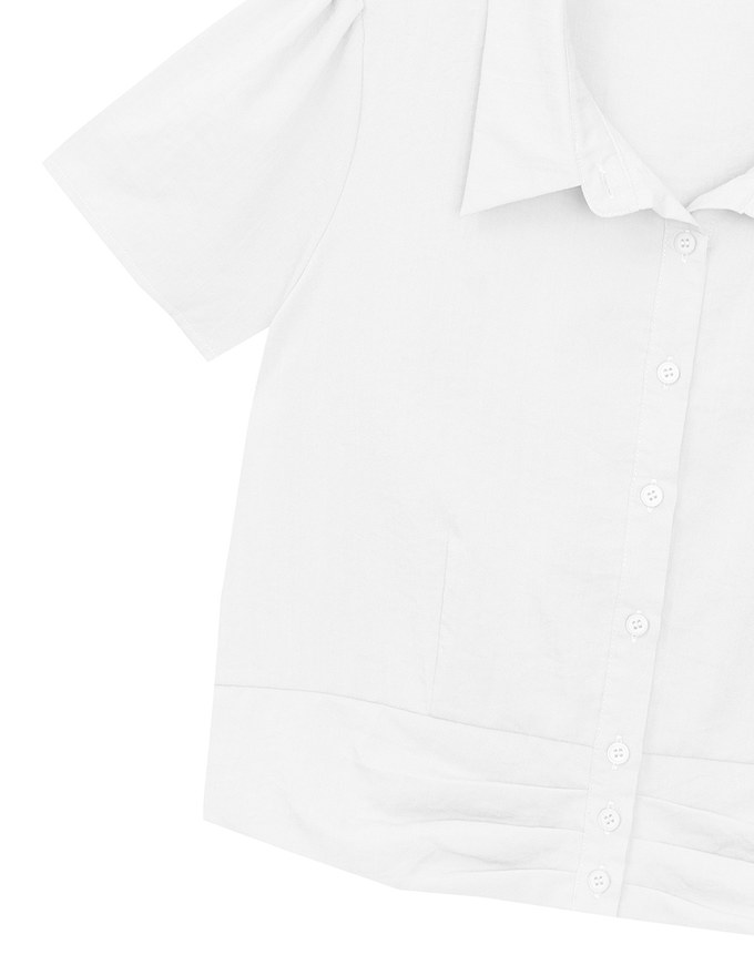 Ruched Waistband Puff Sleeve Shirt