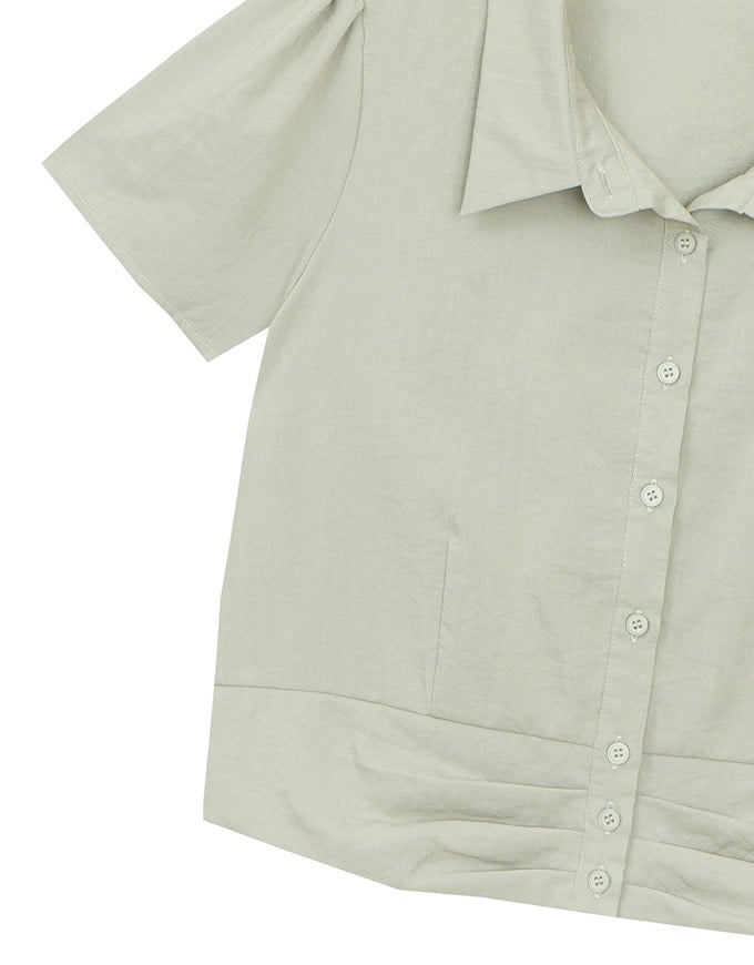 Ruched Waistband Puff Sleeve Shirt