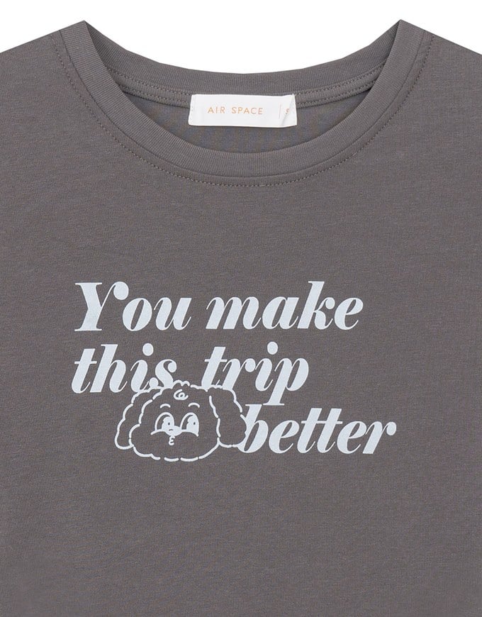 【Lyra & Toby】Embroidery Graphic Slogan Cropped Tee