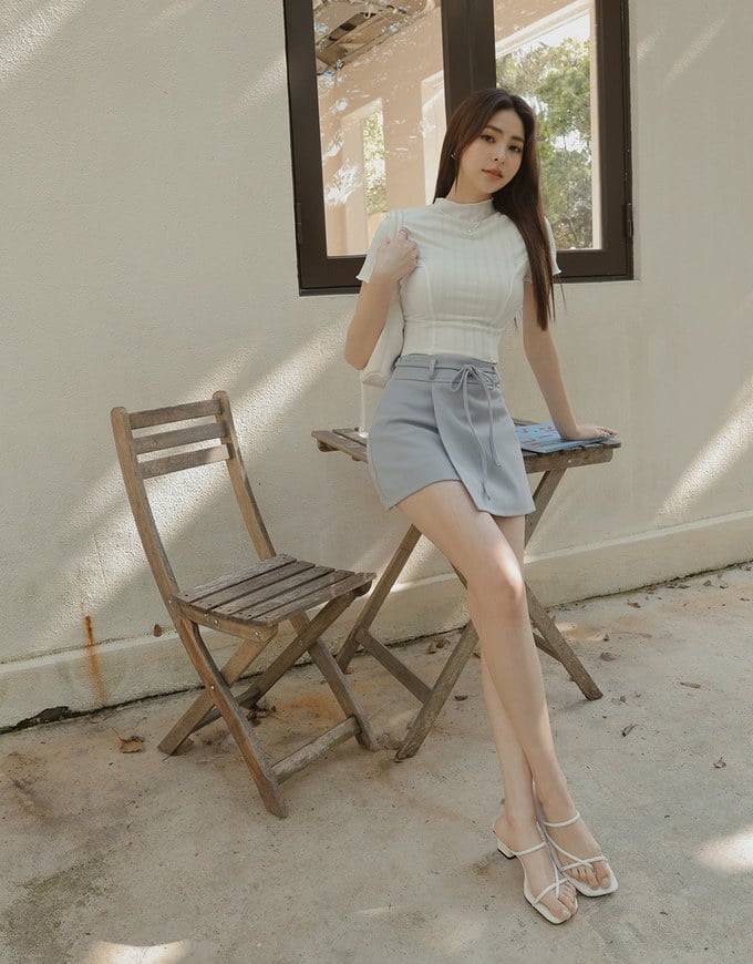 AIRY HOURGLASS Asymmetric Skirt with Drawstring Detail
