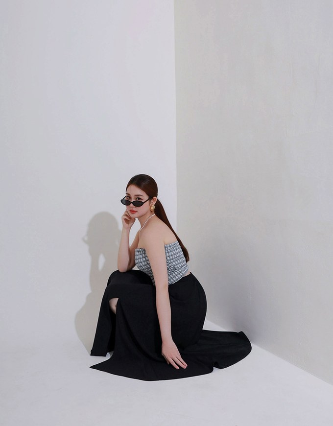 Cooling Fabric Flared Front Slit Maxi Skirt