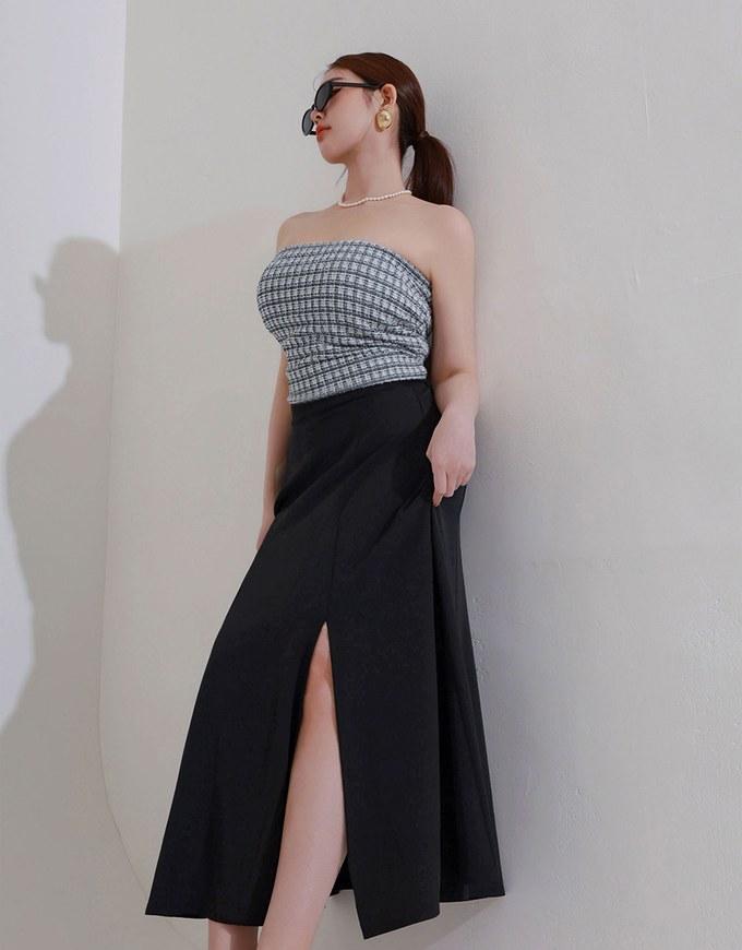 Cooling Fabric Flared Front Slit Maxi Skirt