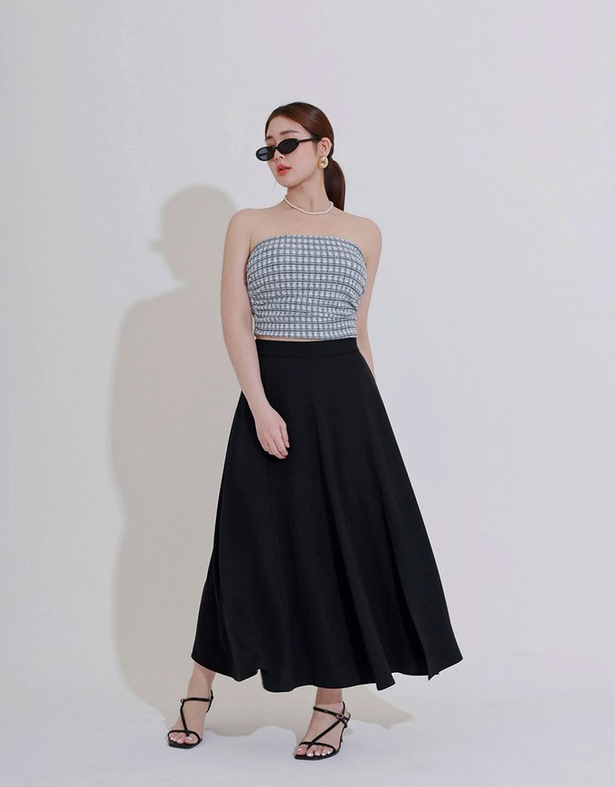 Cooling Fabric Flared Front Slit Maxi Skirt